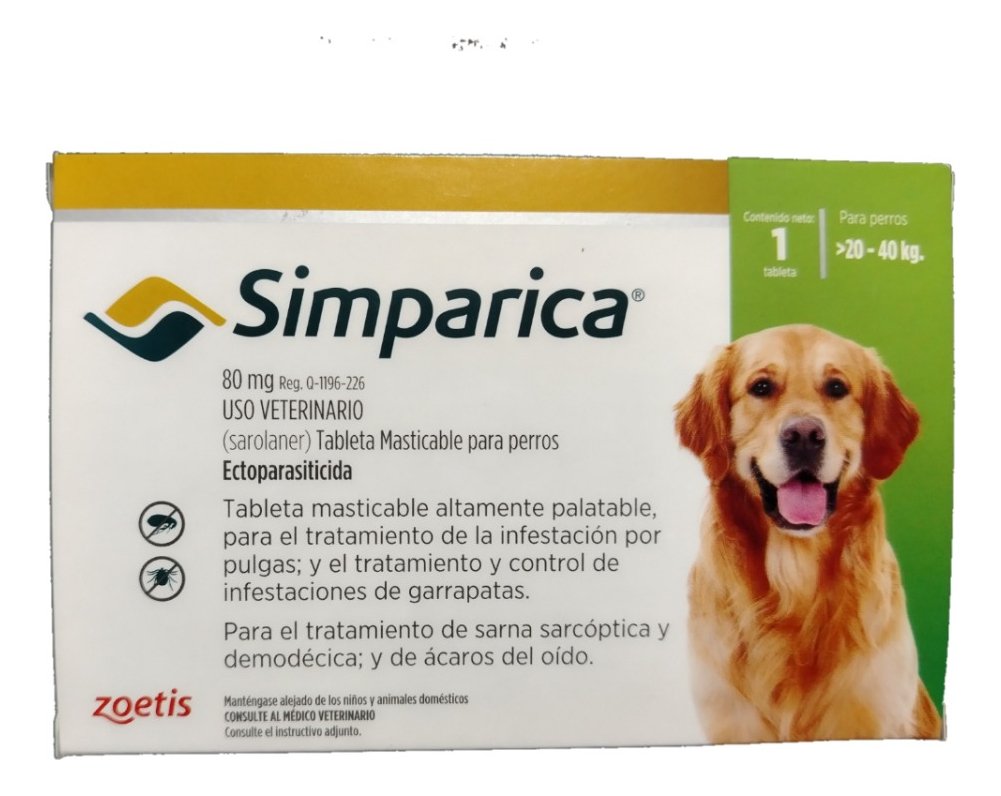 Masticable perros Simp 80mg verde 1 Tab 20-40kg