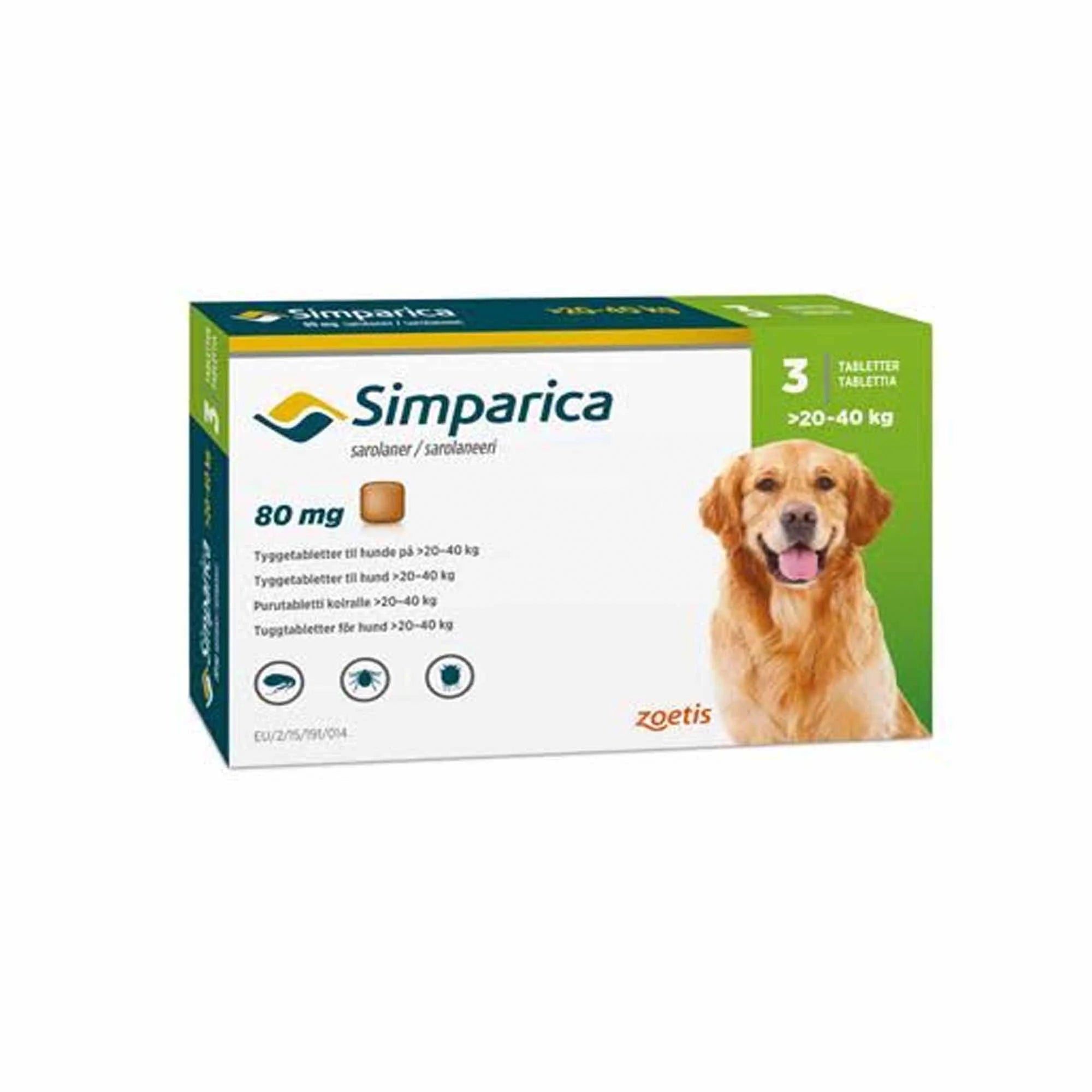 SIMPARICA 80 MG 20-40 KG / 3tbs