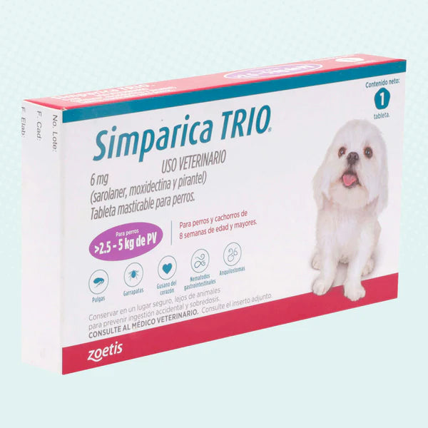 SIMPARICA TRIO PURPLE 6 MG 2.6 KG / 1tbs