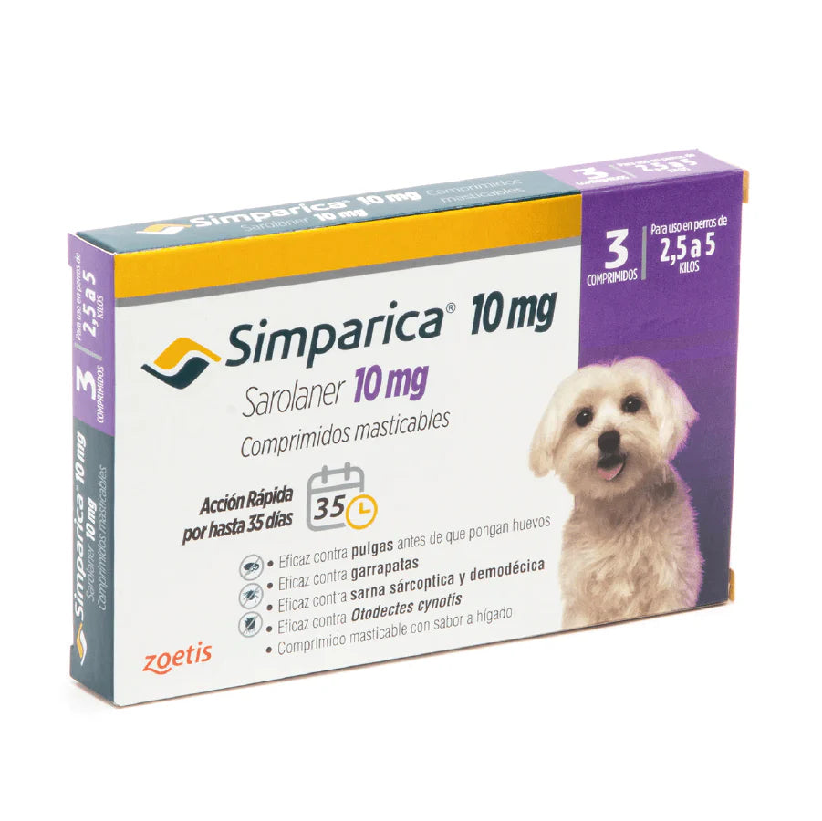 SIMPARICA 10 MG 2.5-5 KG / 3tbs